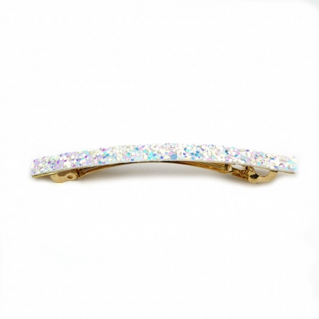 Barrette cheveux paillette 8.5cm - blanc irisé