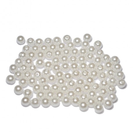 Lot de 100pcs perles nacrées acryliques 6mm blanc