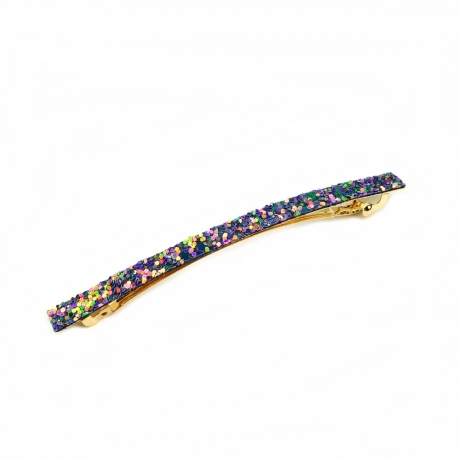 Barrette cheveux paillette longue 10cm - violet bleu