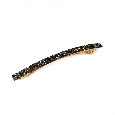 Barrette cheveux paillette longue 10cm - noir or