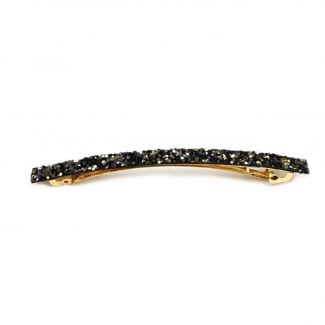 Barrette cheveux paillette longue 10cm - noir or