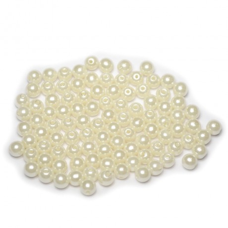 Lot de 100pcs perles nacrées acryliques 6mm ivoire