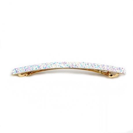 Barrette cheveux paillette longue 10cm - blanc irisé