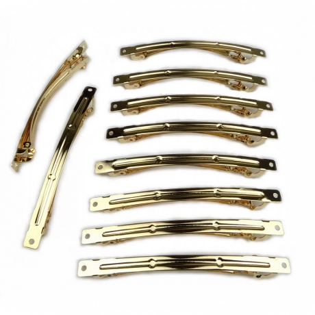 10 barrettes fines "Clip Paris" en métal doré 8cmx0,6cm