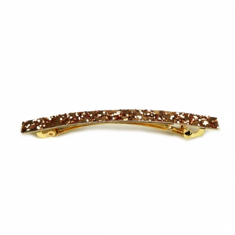 Barrette cheveux paillette longue 10cm - or rose