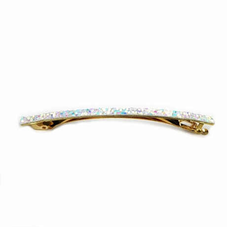 Barrette cheveux fine paillette 8cm - blanc irisé