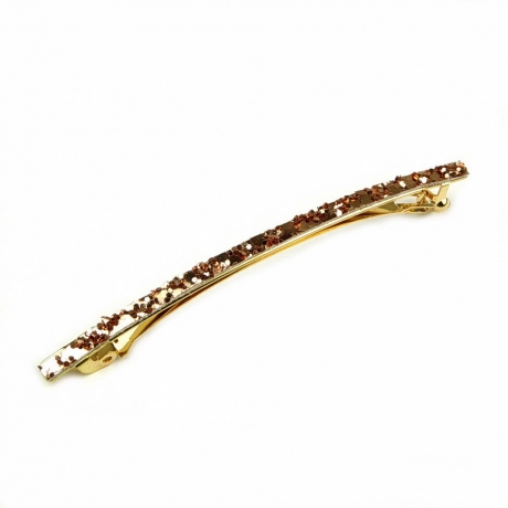Barrette cheveux fine paillette 8cm - or rose