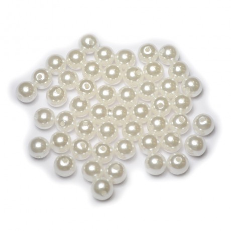 Lot de 50pcs perles nacrées acryliques 8mm blanc