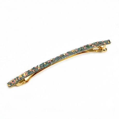 Barrette cheveux fine paillette 8cm - gris vert