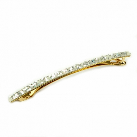 Barrette cheveux fine paillette 8cm - argenté