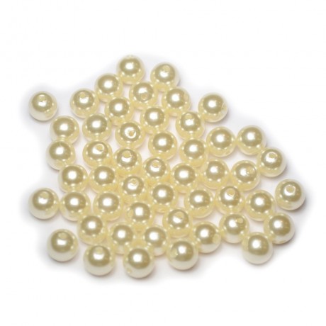 Lot de 50pcs perles nacrées acryliques 8mm ivoire