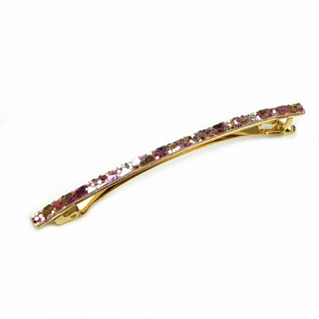Barrette cheveux fine paillette 8cm - rose