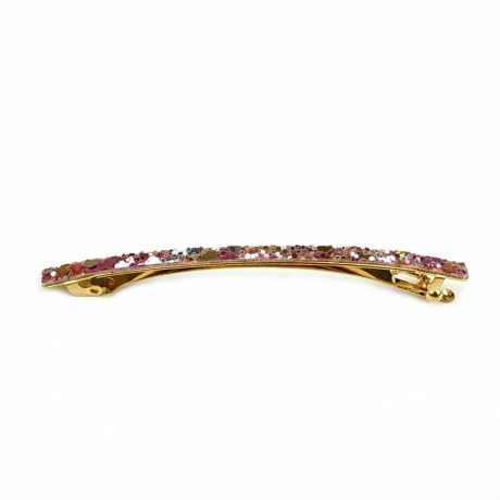 Barrette cheveux fine paillette 8cm - rose
