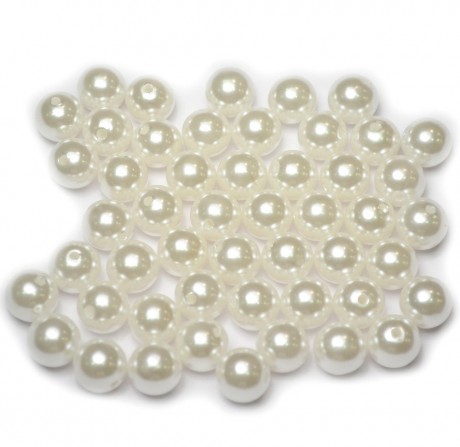 Lot de 50pcs perles nacrées acryliques 10mm blanc