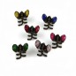2 petites pinces cheveux crabe avec perles à facette style antique 2.3cm rouge