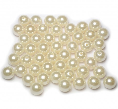 Lot de 50pcs perles nacrées acryliques 10mm ivoire
