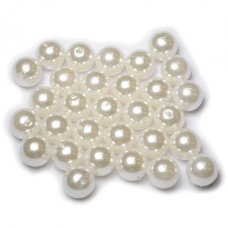 Lot de 30pcs perles nacrées acryliques 12mm blanc