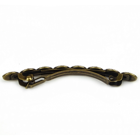 Barrette cheveux avec perles à facette style antique 7cm jaune