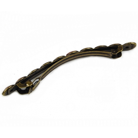 Barrette cheveux longue fine avec perles à facette style antique 9cm vert