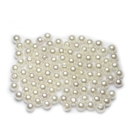 Moitié percé Lot de 100pcs perles nacrées  acryliques 6mm  blanc