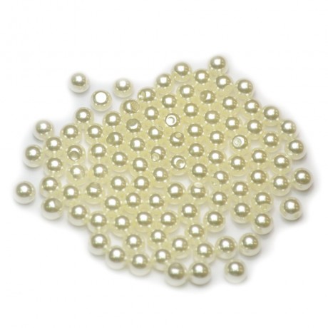 Moitié percé Lot de 100pcs perles nacrées acryliques 6mm ivoire