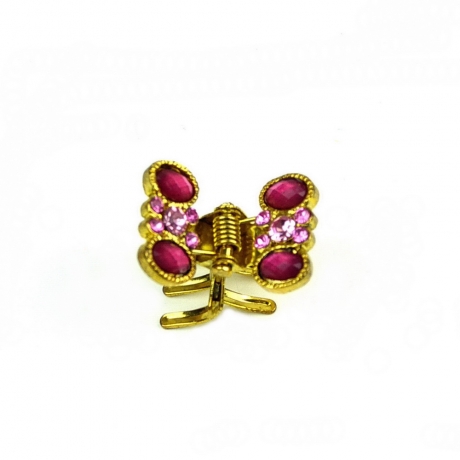 Petite pince cheveux crabe en métal doré et strass 2cmx1.7cm rose