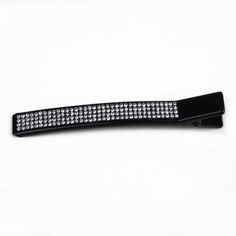 Pince cheveux crocodile longue noire avec strass 8cm
