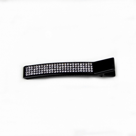 Pince cheveux crocodile plat noire avec strass 6cm