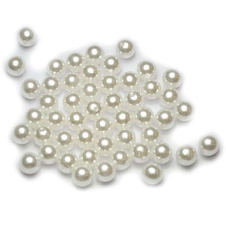 Moitié percé Lot de 50pcs perles nacrées acryliques 8mm blanc
