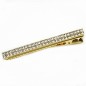 Pince cheveux crocodile plat 2 rangées de strass doré 6cm Pince cheveux crocodile plat 2 rangées de strass doré 6cm