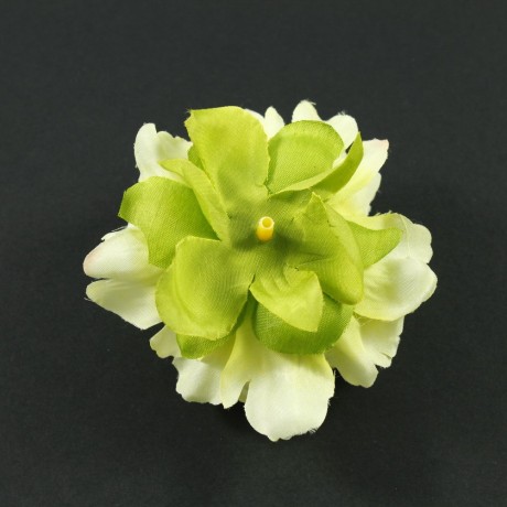Fleur artificielle sans tige 7.5cm - Jaune/Vert