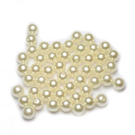 Moitié percé Lot de 50pcs perles nacrées acryliques 8mm ivoire