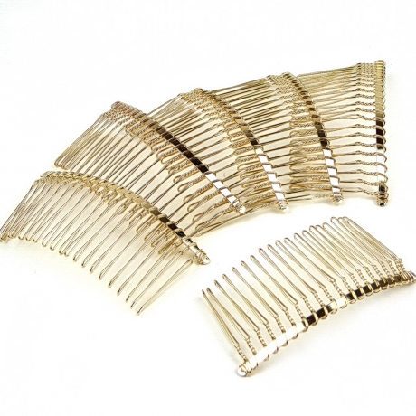 Lot de 10 peignes de côté doré 20 dents 8cm