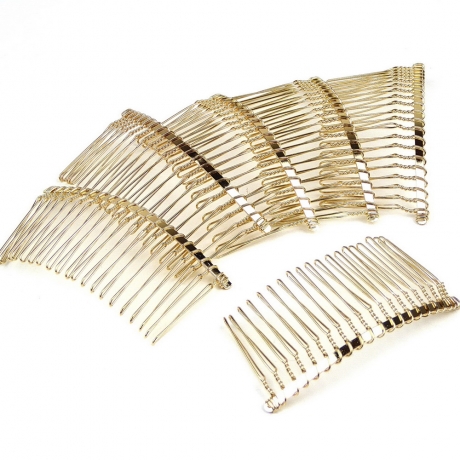Lot de 10 peignes de côté doré 20 dents 8cm