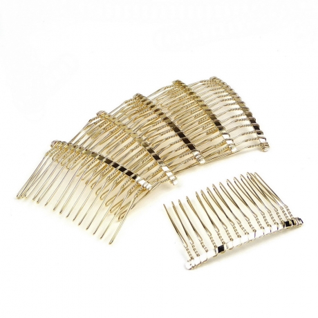 Lot de 10 peignes de côté doré 15 dents 6cm