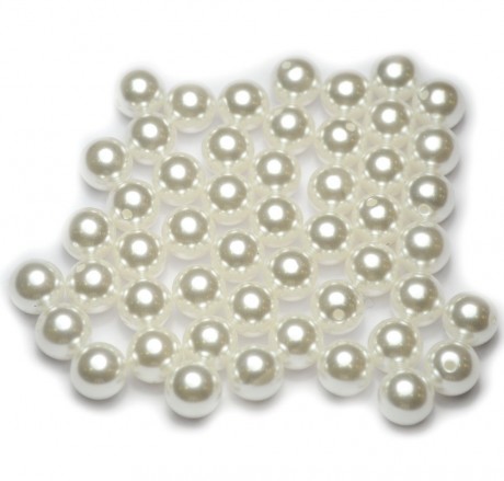 Moitié percé Lot de 50pcs perles nacrées acryliques 10mm blanc