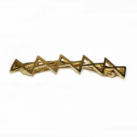 Barrette cheveux forme zigzag en métal doré 8.5cm