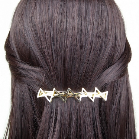 Barrette cheveux forme zigzag en métal doré 8.5cm