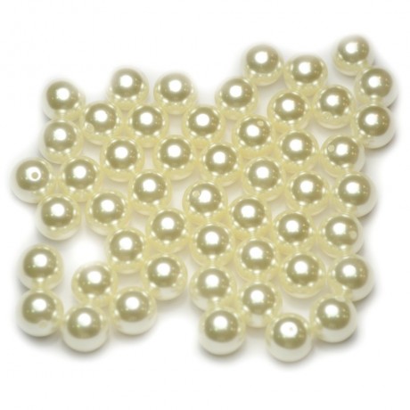 Moitié percé Lot de 50pcs perles nacrées acryliques 10mm ivoire