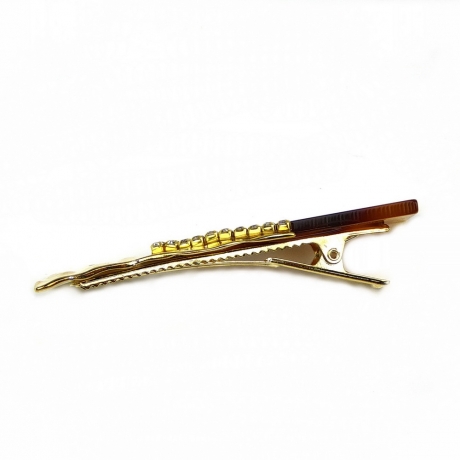 Pince cheveux crocodile en métal martelé et strass 7cm