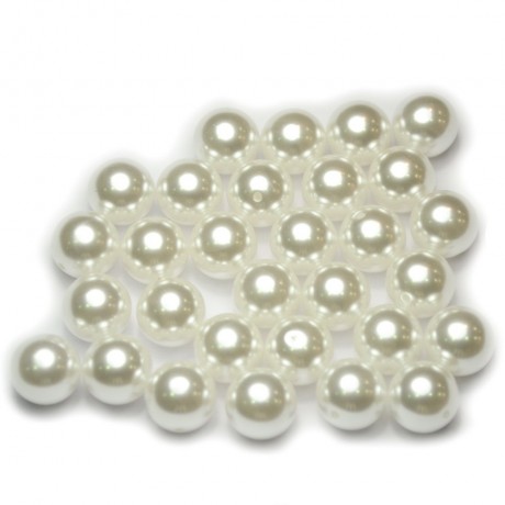 Moitié percé Lot de 30pcs perles nacrées acryliques 12mm blanc