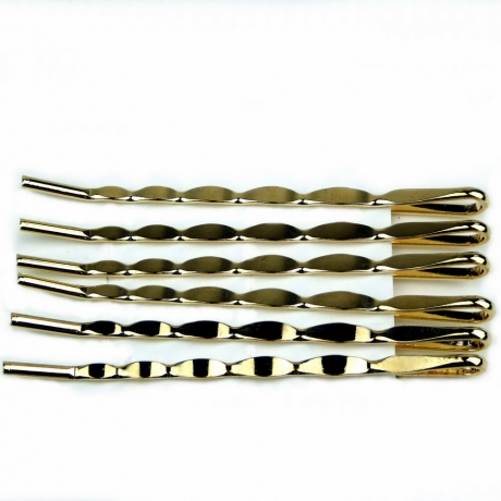 6 pinces guiche fantaisie ou épingle cheveux fine doré 6.5cm
