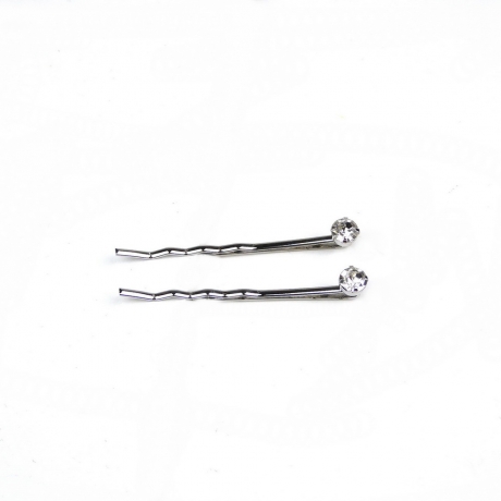2 pinces guiche fantaisie ou épingle cheveux fine argenté avec strass 5cm