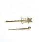 Lot de 2 pinces cheveux motif 2 étoiles doré 5cm