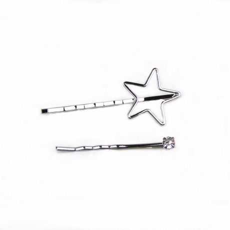 Lot de 2 pinces cheveux étoile 5cm argenté