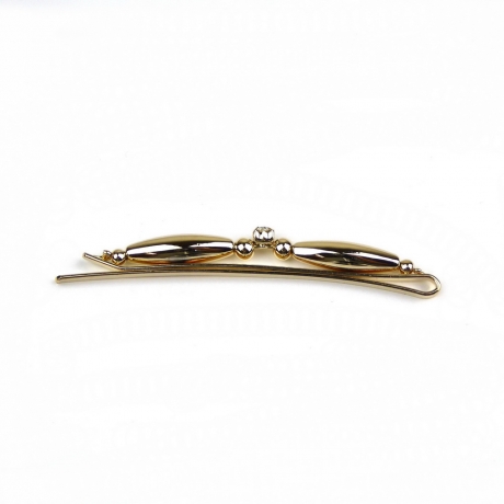 Pince barrette cheveux en métal doré et strass 6.5cm