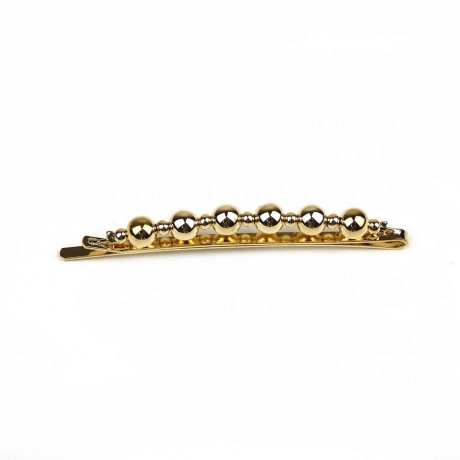 Pince barrette cheveux avec boules en métal doré 6.5cm