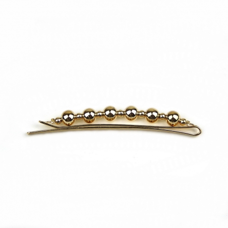 Pince barrette cheveux avec boules en métal doré 6.5cm