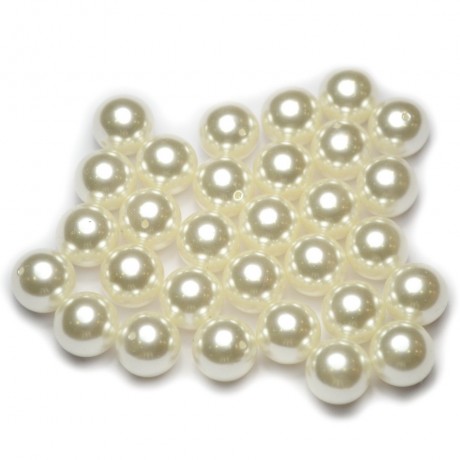 Moitié percé Lot de 30pcs perles nacrées acryliques 12mm ivoire