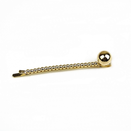 Pince cheveux, barrette cheveux avec boules en métal doré 7cm